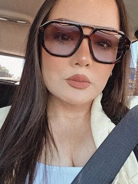 Tortoiseshell Oversized Square Sunglasses - Brown Gradient Lens